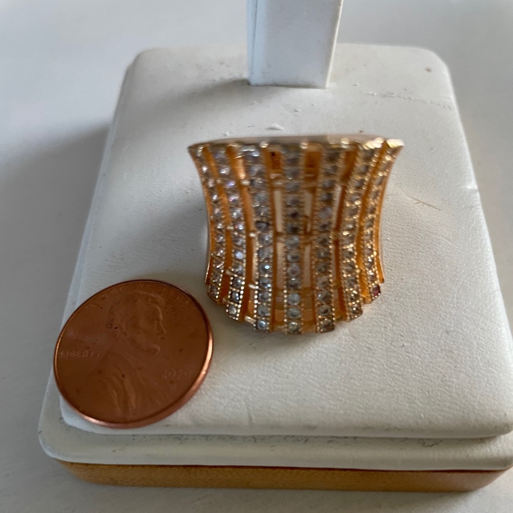 Gold and rhinestone ring